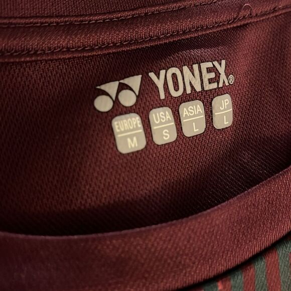 Yonex Very Cool Dry Performance Tournament Crewneck Red T Shirt Tennis Polo S - Picture 3 of 5